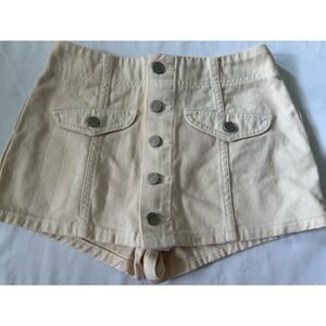 BDG Button Up Skort Women's XS Pockets Zipper Mini Skirt Khaki Retro Y2K